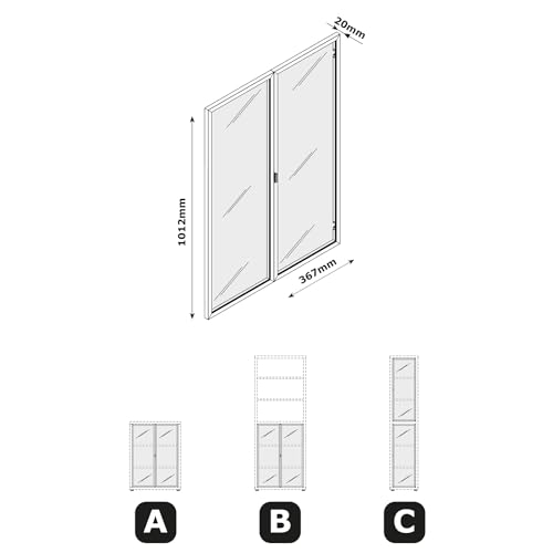 Composad Rilega LB8055 ante vetro libreria coppia 73,7 cm