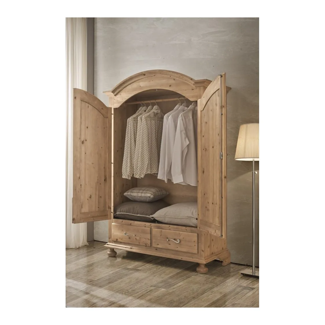 Epocantica armadio 2 porte 2 cassetti abete massello