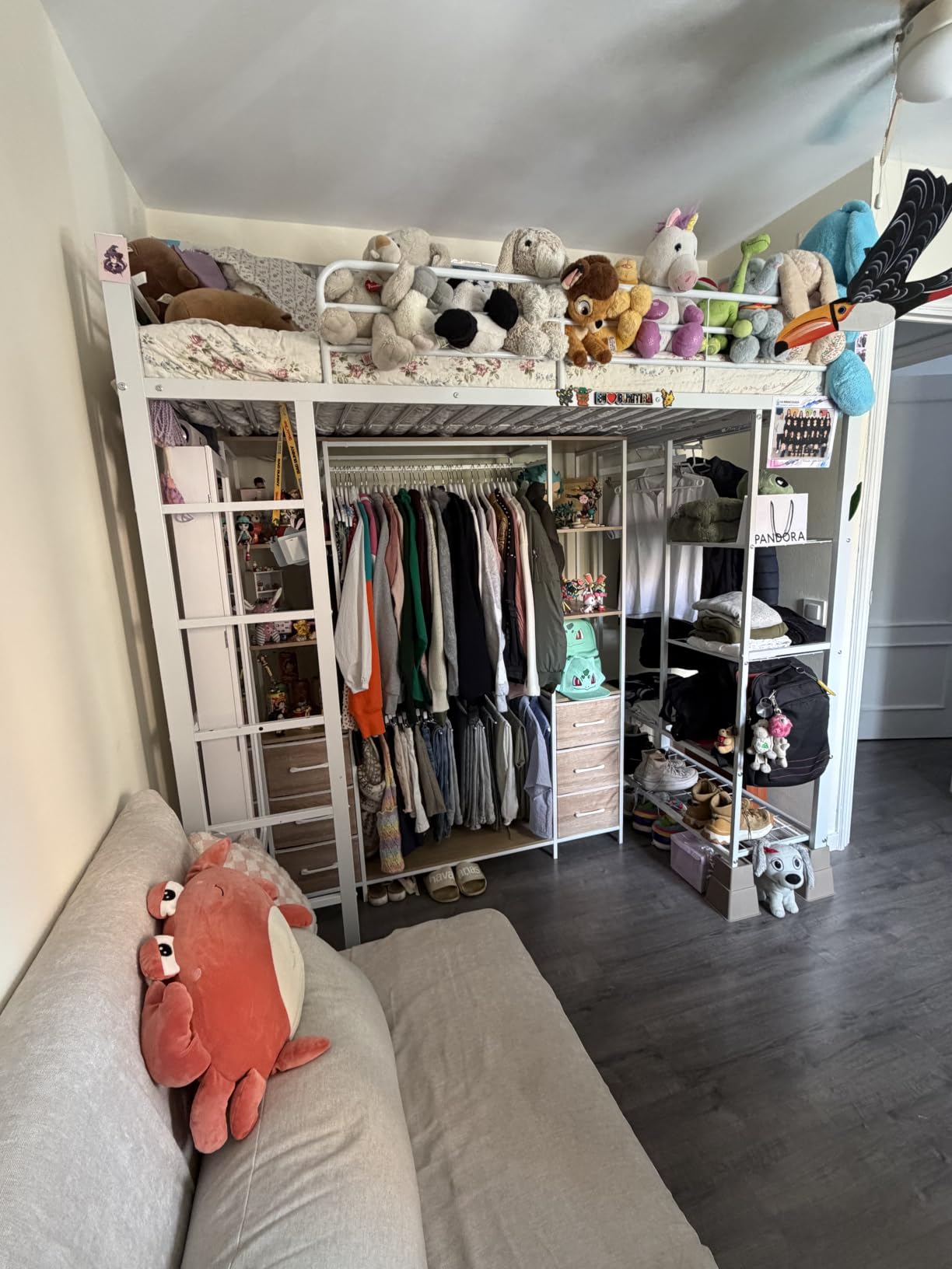 Dolamani Letto a Soppalco 90x200 Bianco con Scrivania