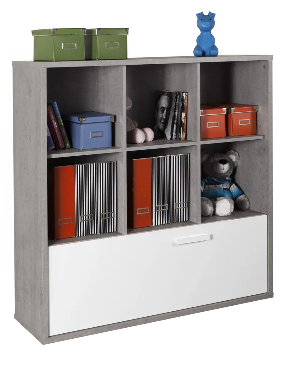 Composad Mipiace libreria 6 vani cassettone cemento bianco