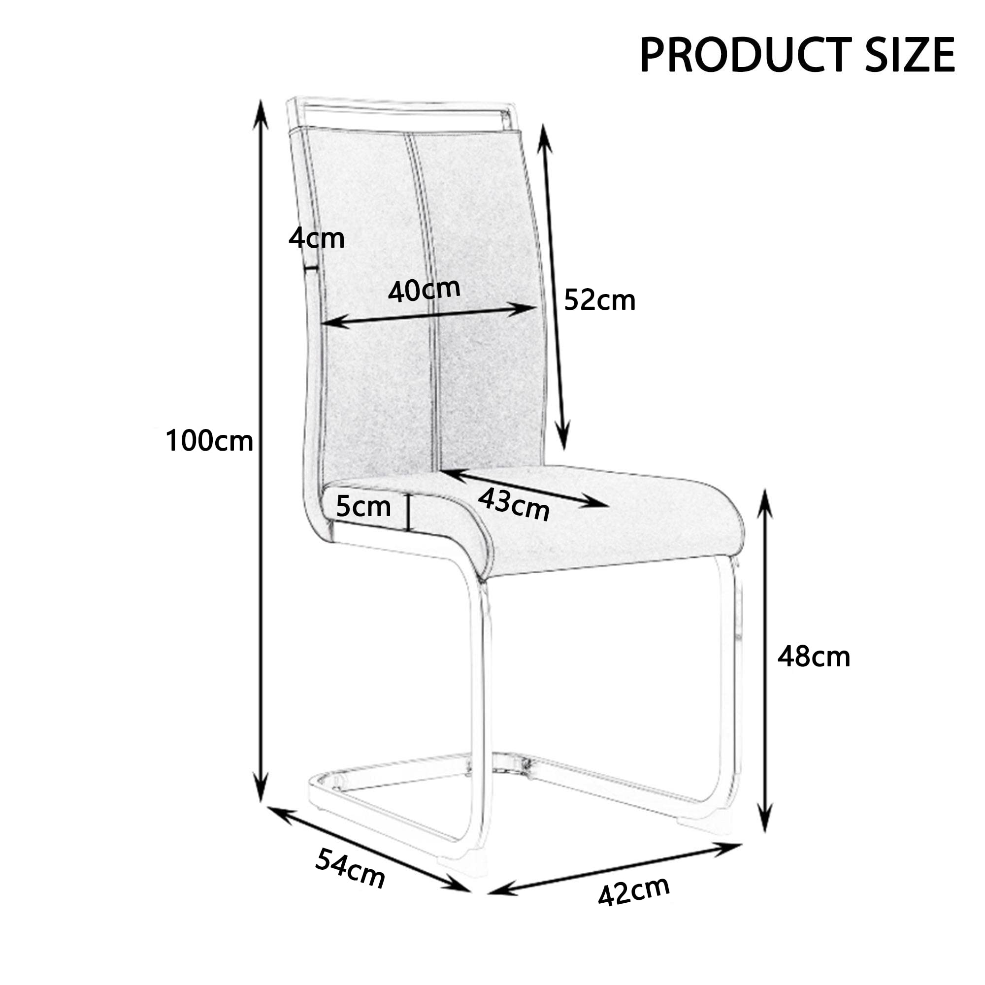 Dolamaní Set 4 sedie da pranzo cantilever bianche similpelle