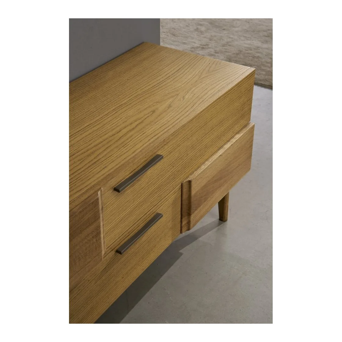 Epocantica porta TV classico rovere massello 2 cassetti 140cm