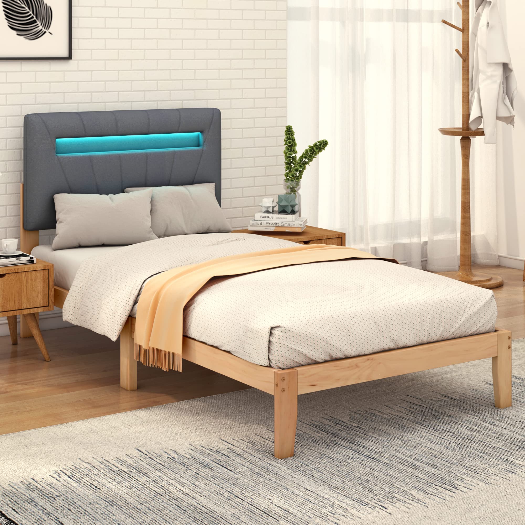 Dolamaní letto singolo 90x200 legno testiera imbottita