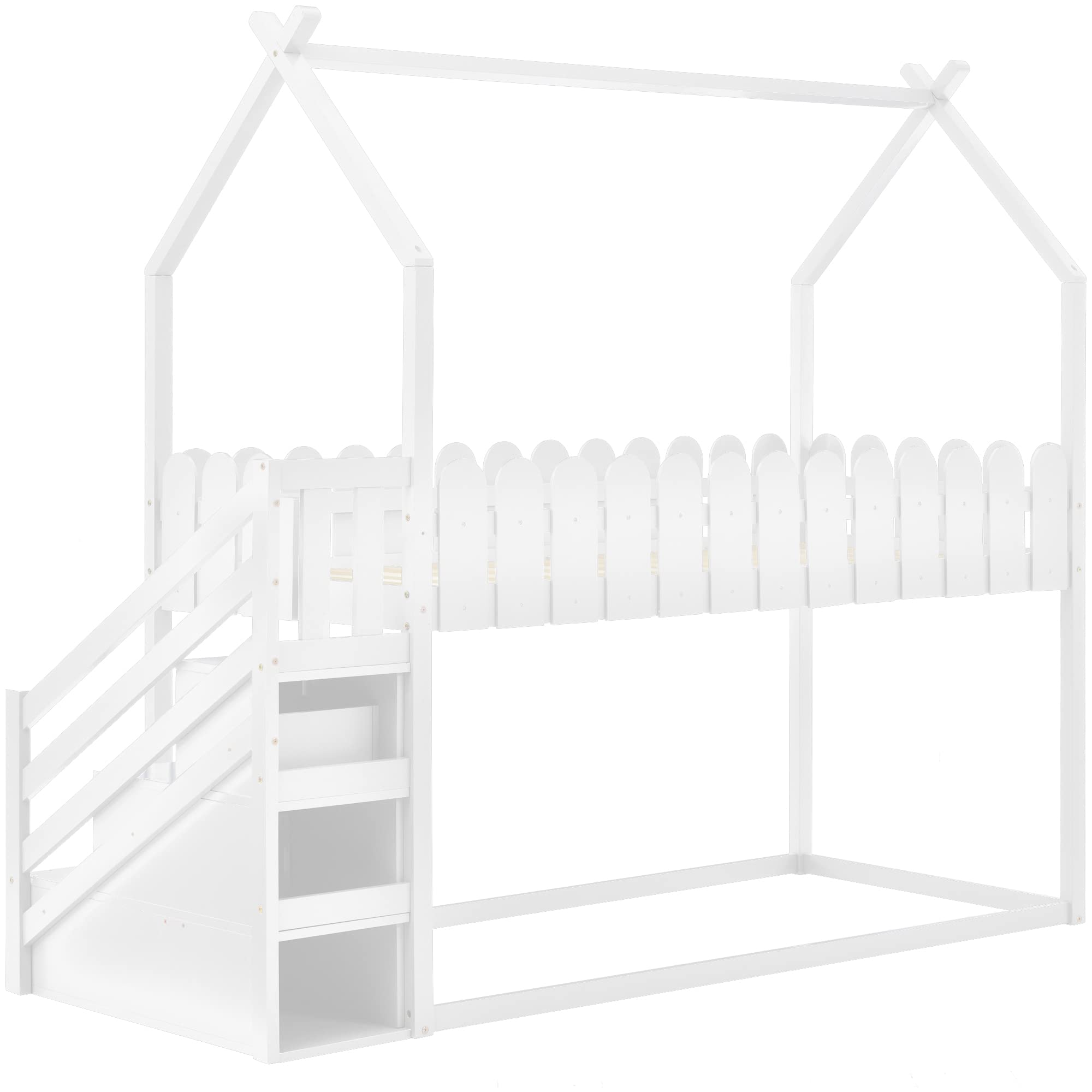 Dolamaní Letto Soppalco Casa 90x200 Legno con Scale e Cassetti