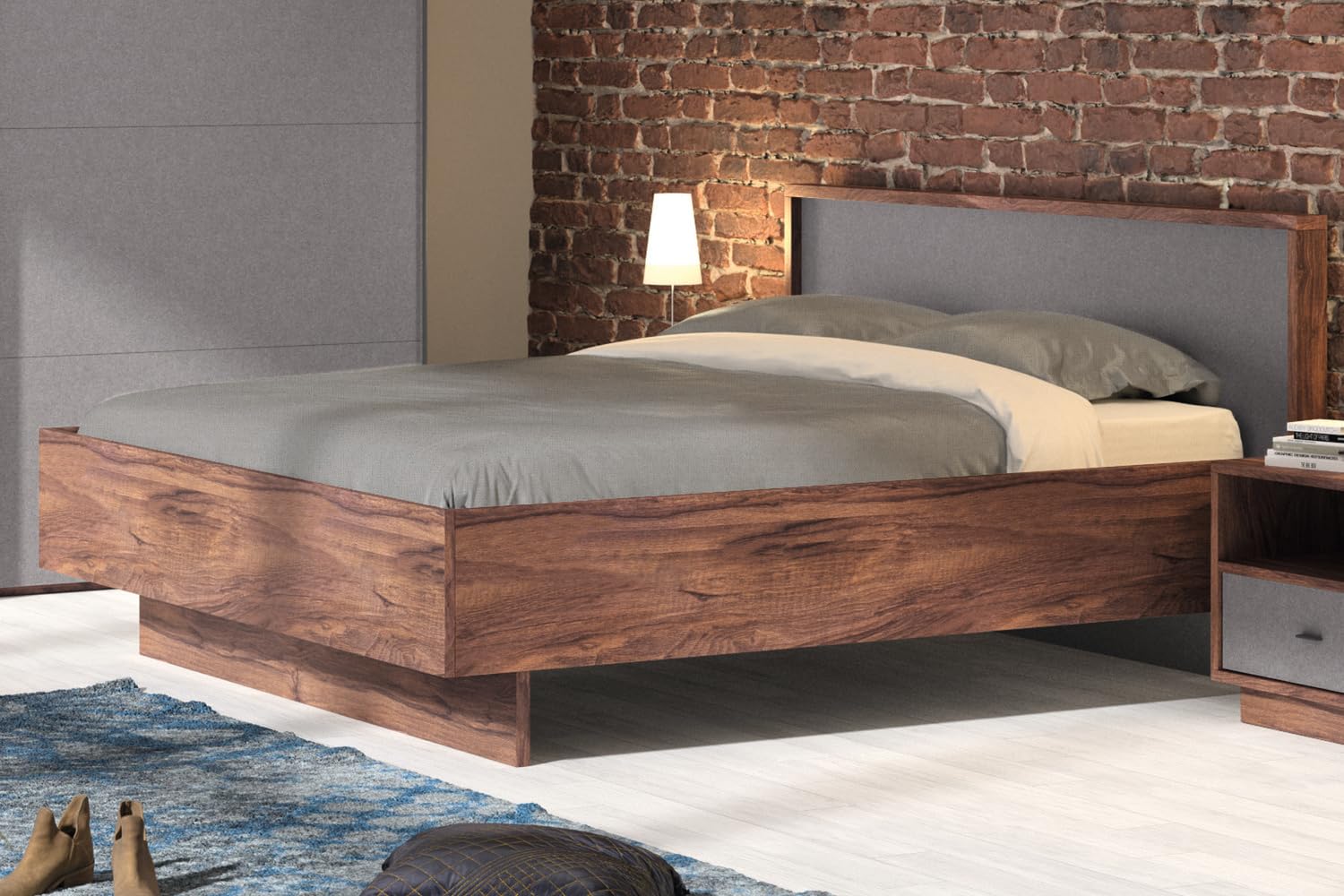 Composad Audace Letto Matrimoniale 193 cm Noce Grigio 180x200