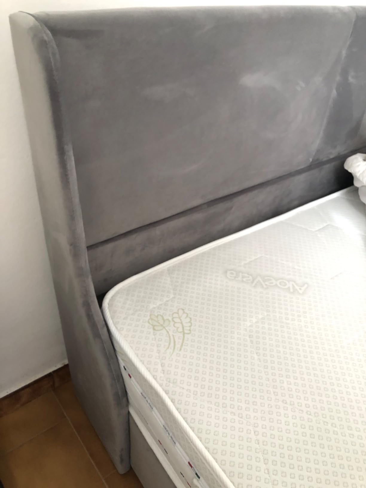 Dolamaní Letto Matrimoniale Contenitore 160x200 Grigio in Velluto