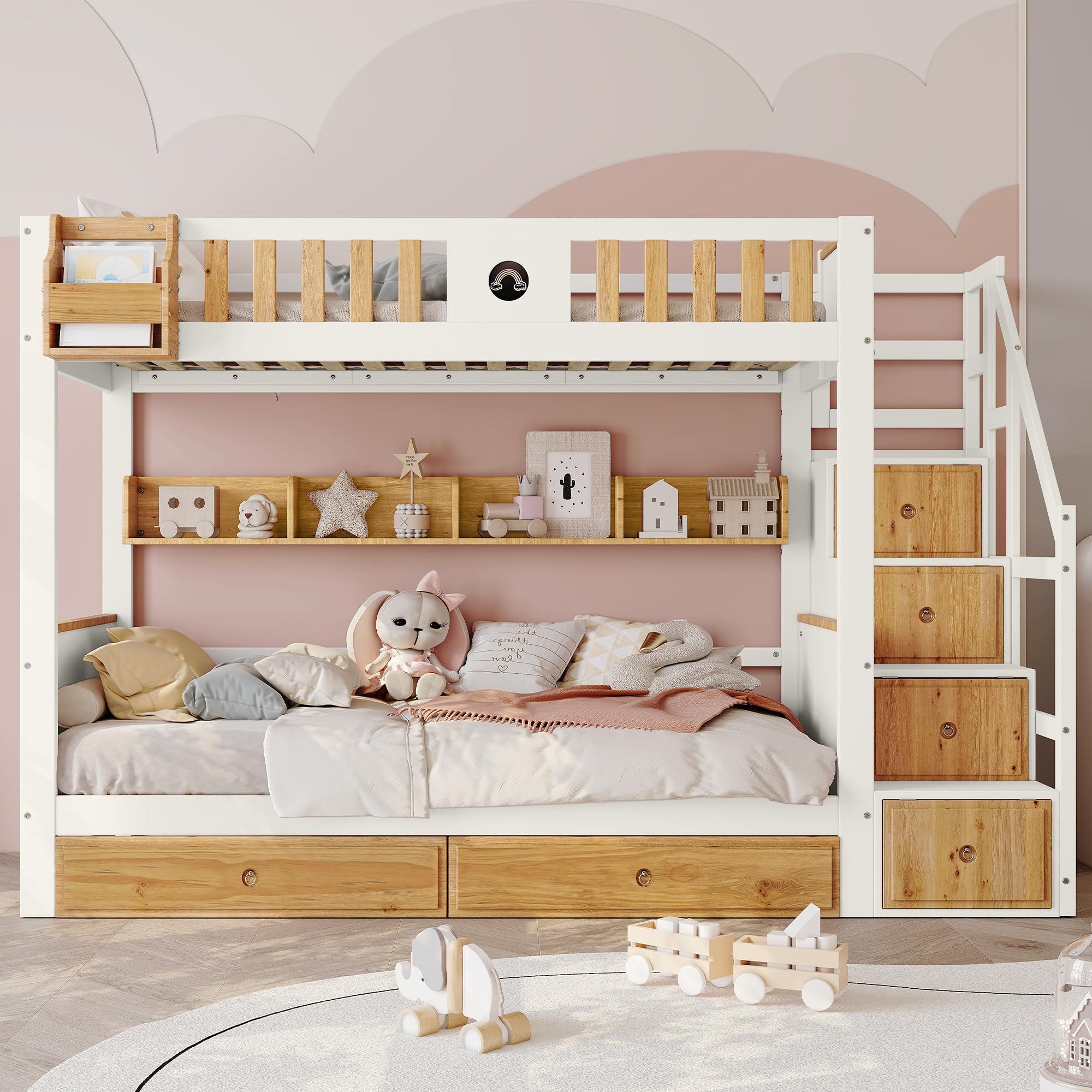 Dolamaní Letto a Castello 90x200 Scala 4 Vani Bianco Naturale