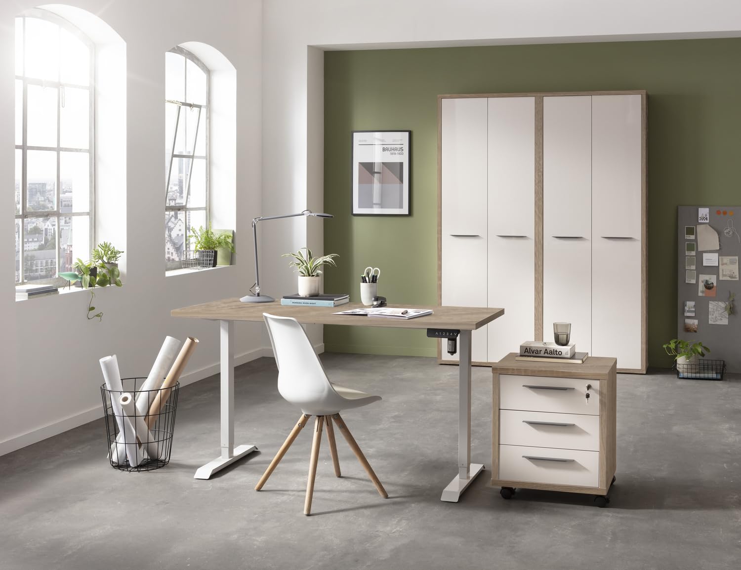 Composad Energia scrivania regolabile 150x69 rovere sonoma bianco elettrica
