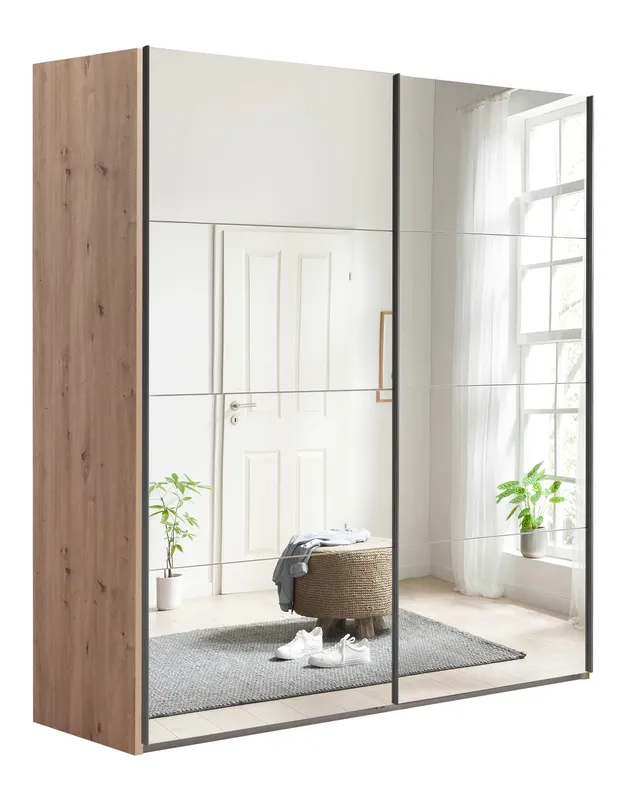 Composad Systema Armadio 2 Ante Scorrevoli Specchio 200 Rovere Miele