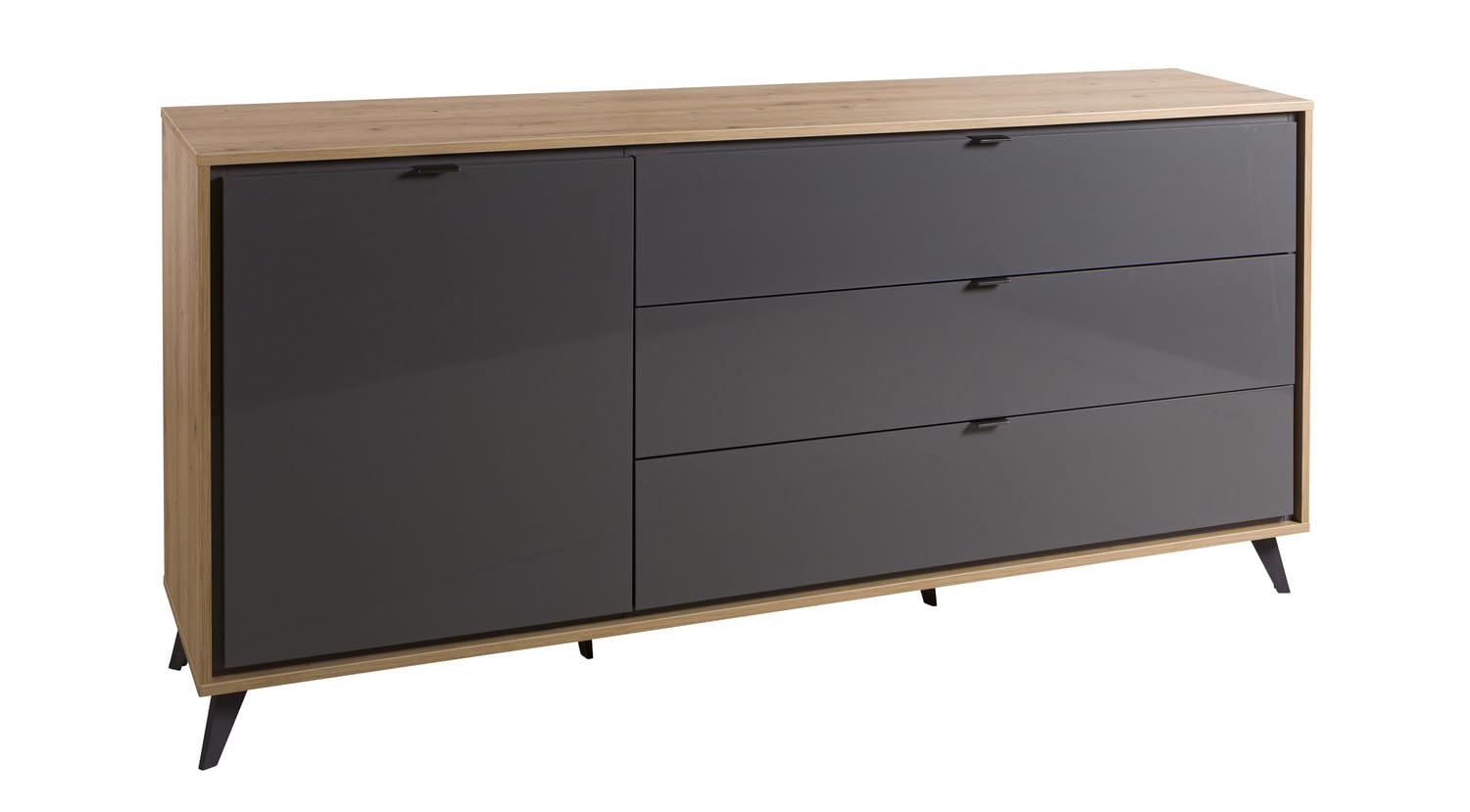 Composad Cornice madia 1 anta 3 cassetti rovere grigio