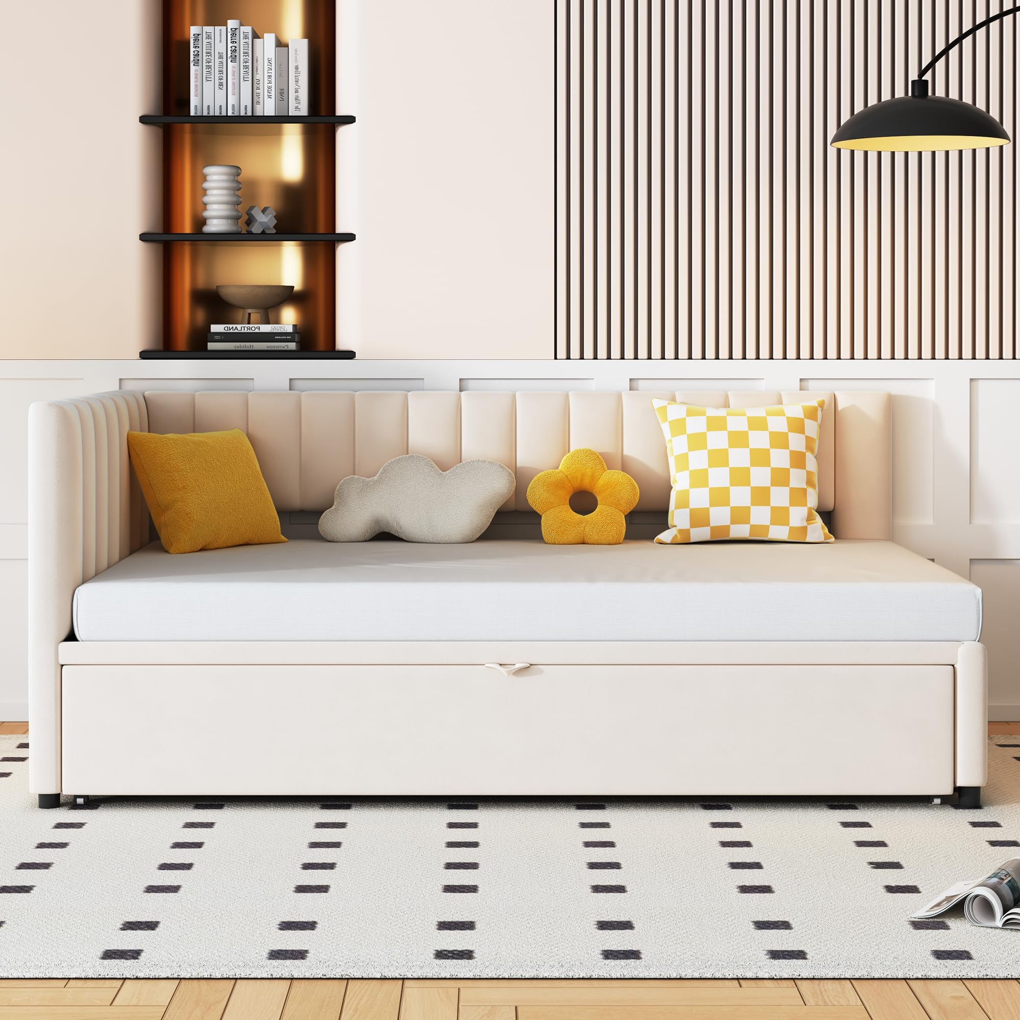 Dolamaní divano letto L beige velluto 90x200 estraibile