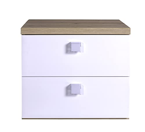 Composad Globo comodino 2 cassetti rovere bianco