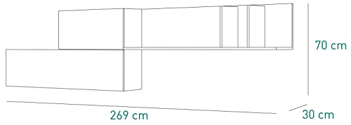 Composad Mundi Pensile 3 Vani 2 Ribalte Bianco Rovere Miele