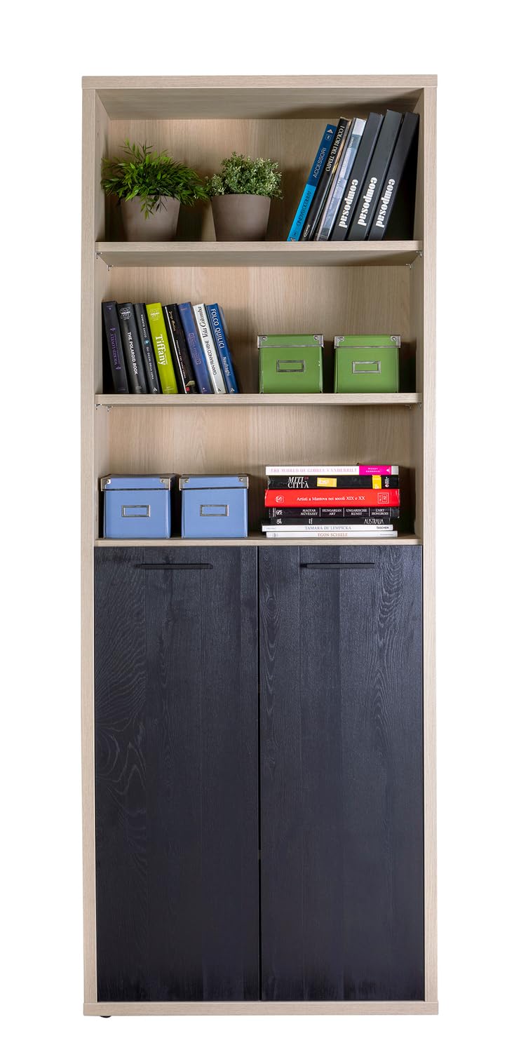 Composad Davinci Libreria 2 Ante 3 Vani Rovere Nero