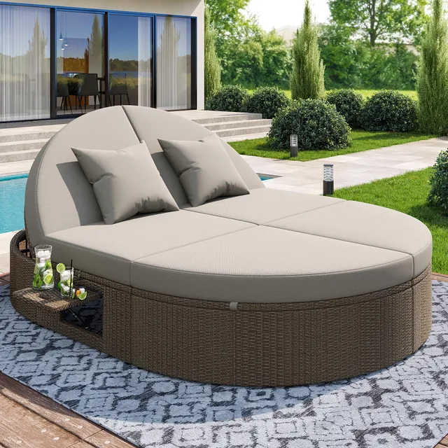 Dolamani lettino prendisole rattan 2 posti 200x140 reclinabile