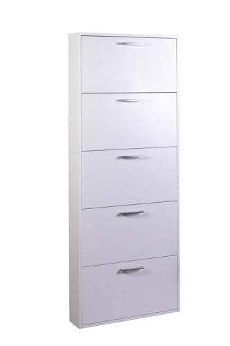 COMPOSAD Facile scarpiera 5 ribalte bianca 15 paia slim