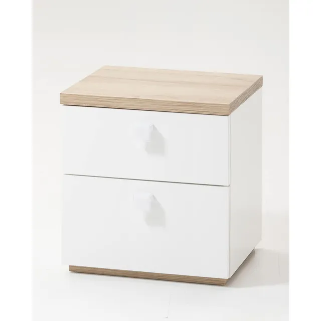 Composad Globo Comodino 2 Cassetti Rovere Bianco 45x48 cm