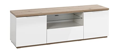 Composad Mundi 2 Ante 1 Ribalta Mobile Porta Tv Rovere Bianco LED