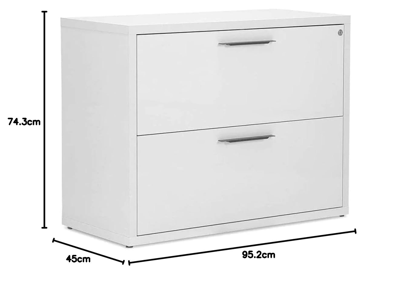 Composad cassettiera ufficio 2 cassetti serratura bianco laccato