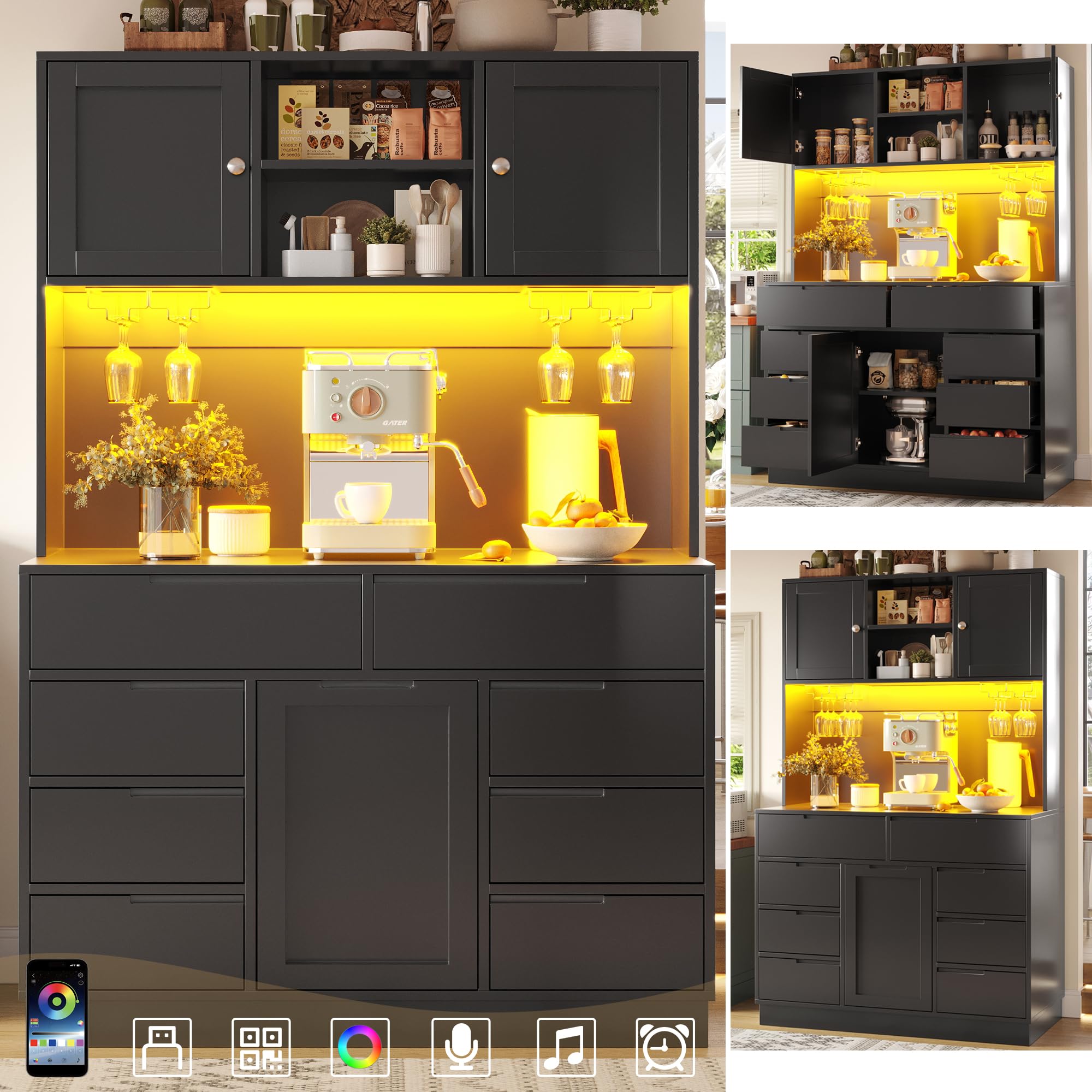 Dolamaní Mobile Alto Nero 120x40x183,5 cm LED USB