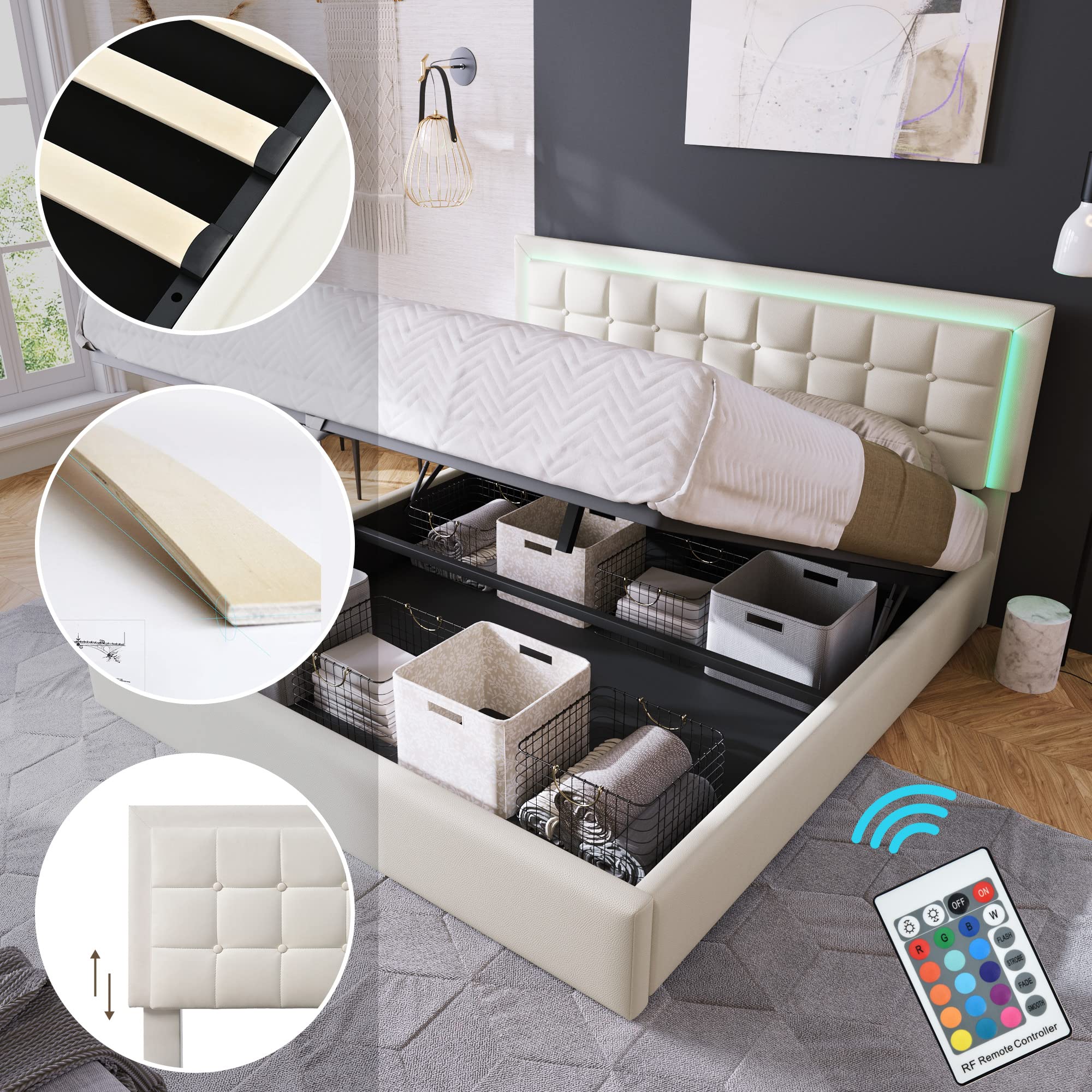 Dolamaní Letto contenitore 140x200 bianco similpelle