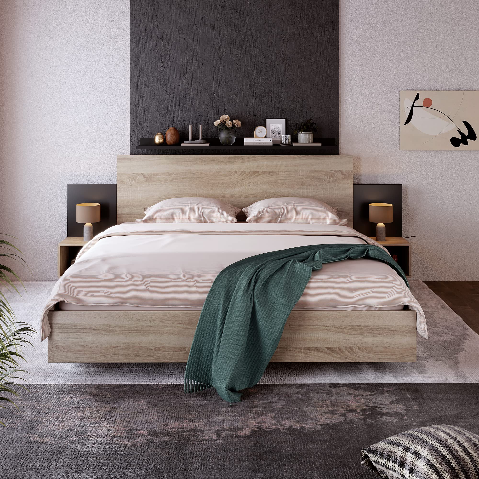 Dolamaní Letto matrimoniale legno 140x200 con comodini
