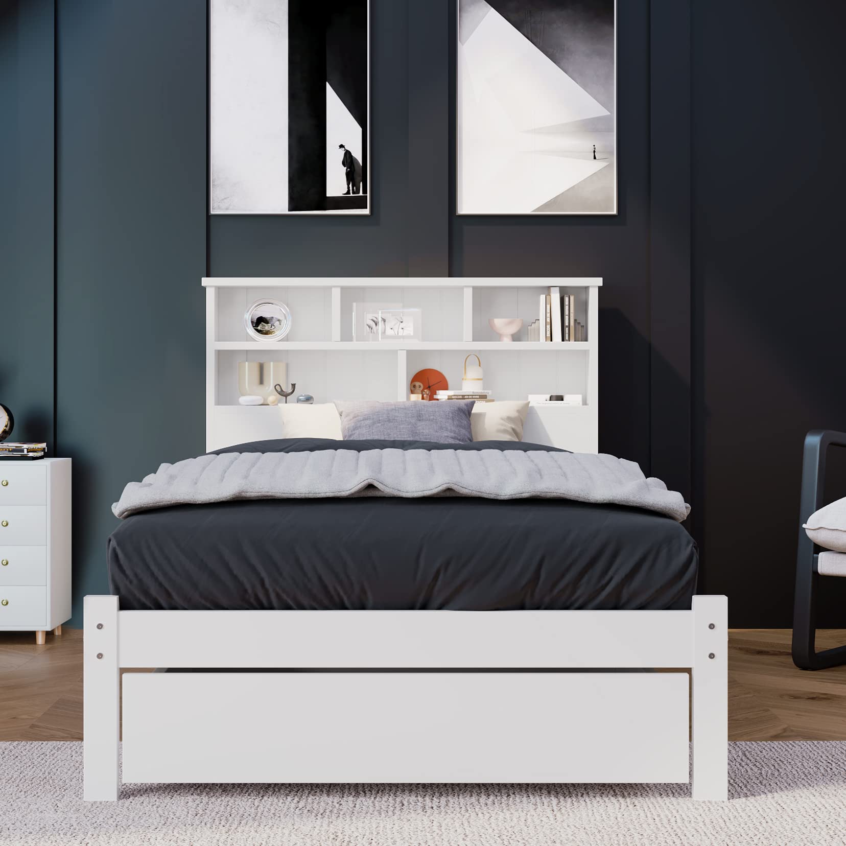 Dolamaní Letto Singolo Bianco 90x200 con Cassetti Legno