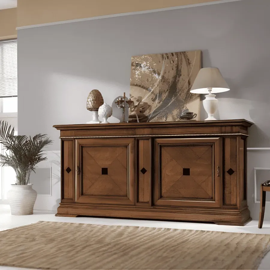 Epocantica Credenza 2 Ante Scorrevoli Classica in Legno
