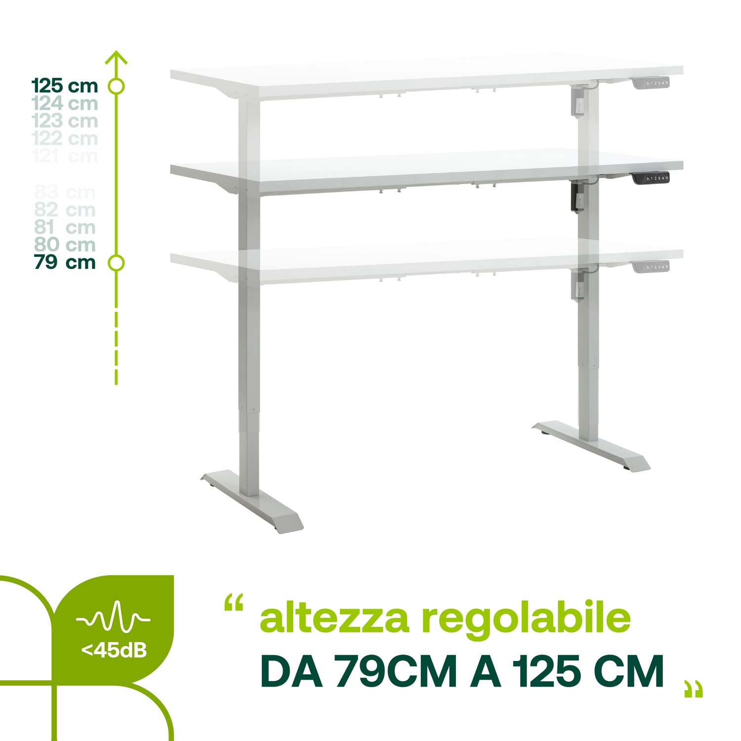 Composad Energia scrivania elettrica 150x69 bianco laccato altezza regolabile