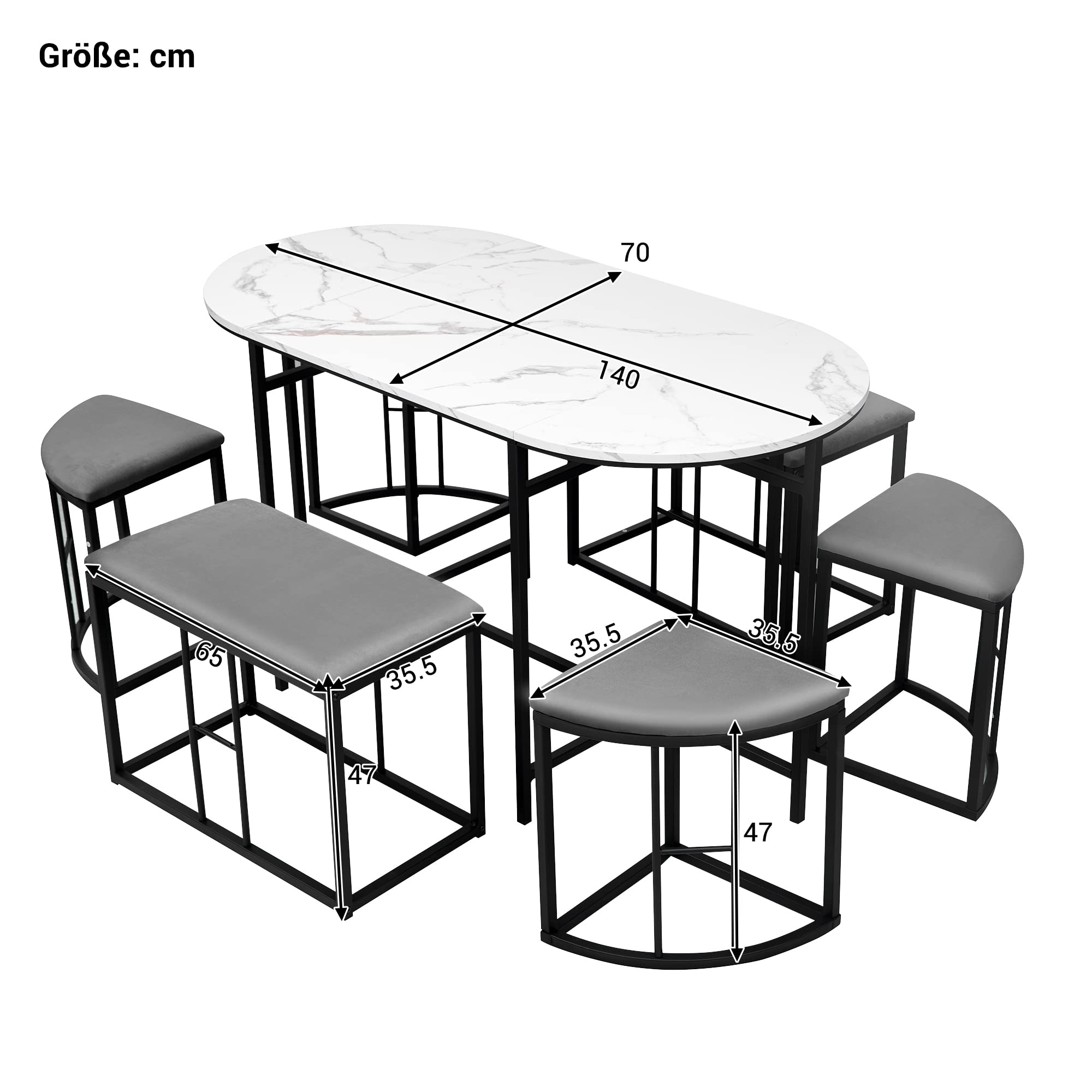 Dolamaní DM308 set tavolo 6 sedie bianco nero moderno