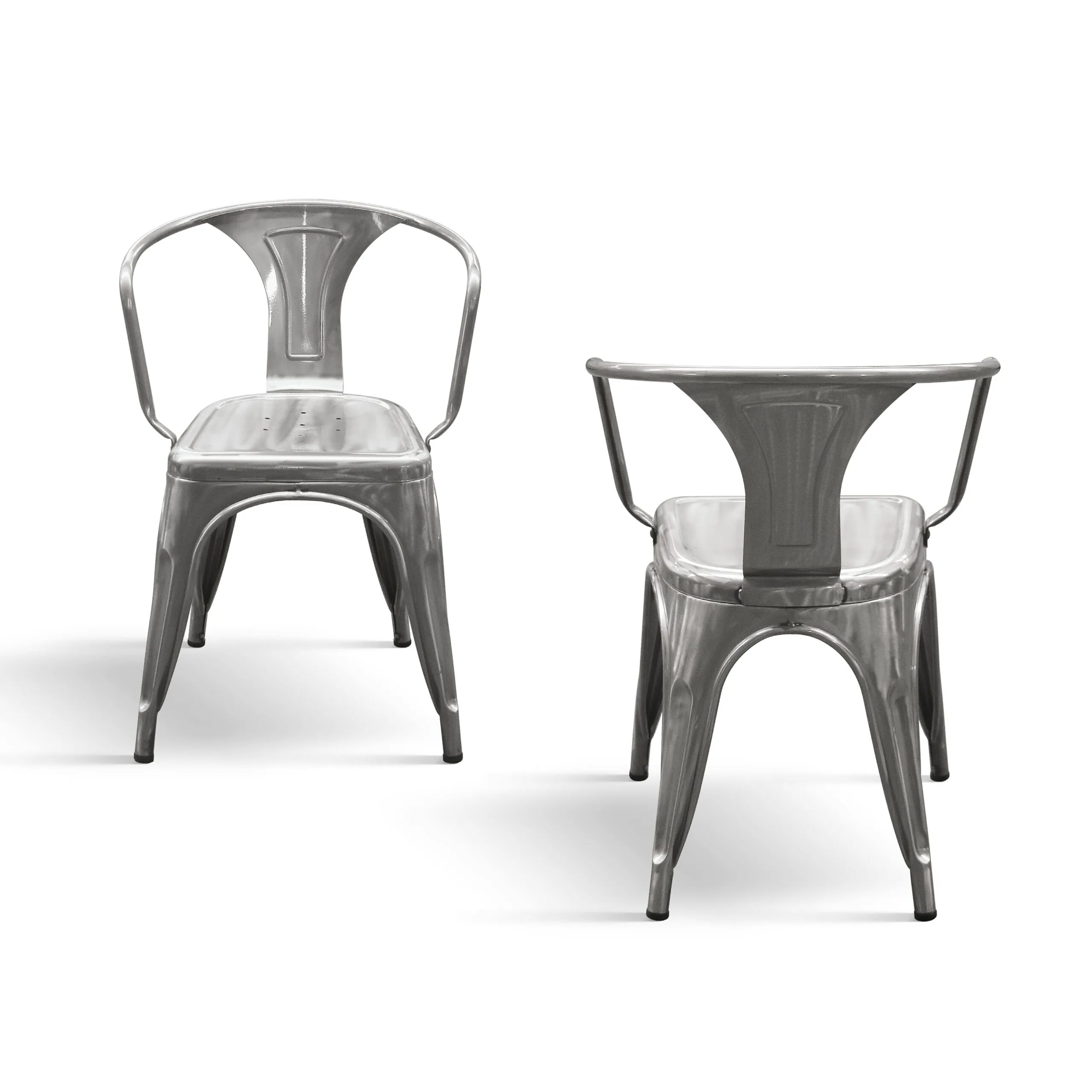 EPOCANTICA Set 4 Sedie Metallo con Schienale grigio