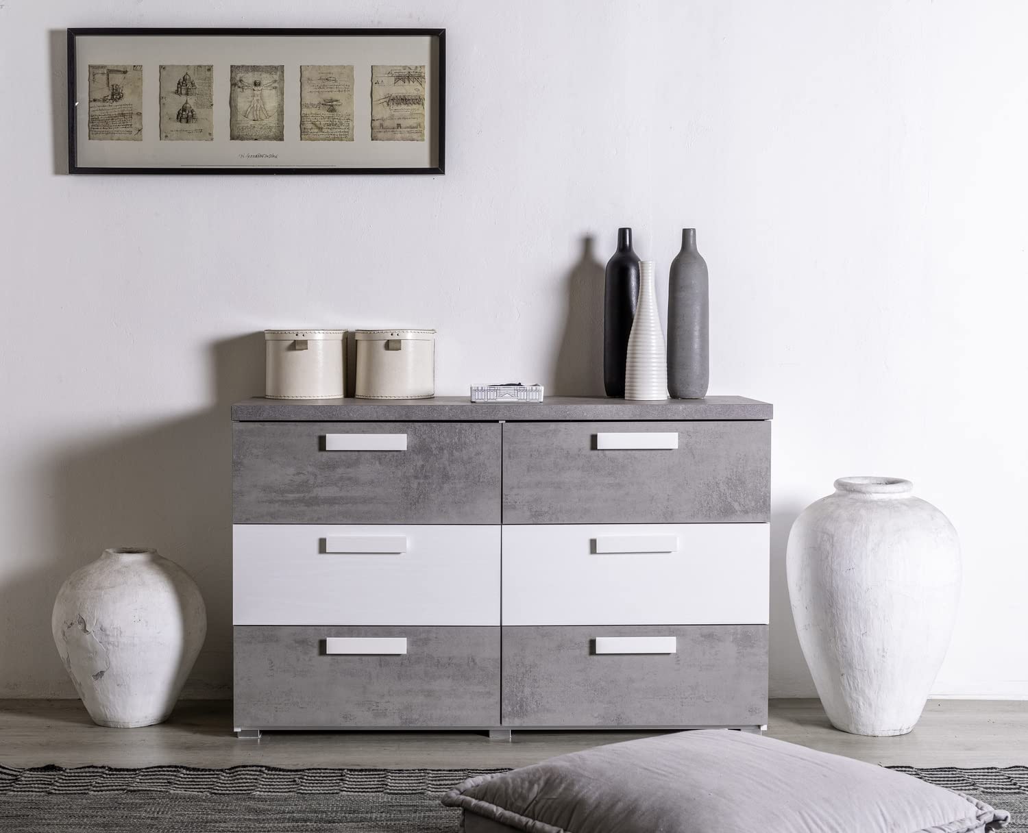 Composad Ador’a cassettiera 6 cassetti grigio bianco
