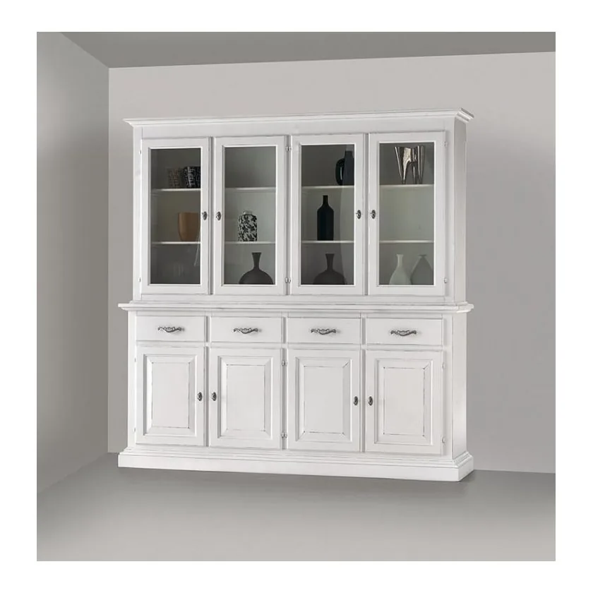 Epocantica Vetrina Alzata 4 Porte 4 Ripiani Legno Massello