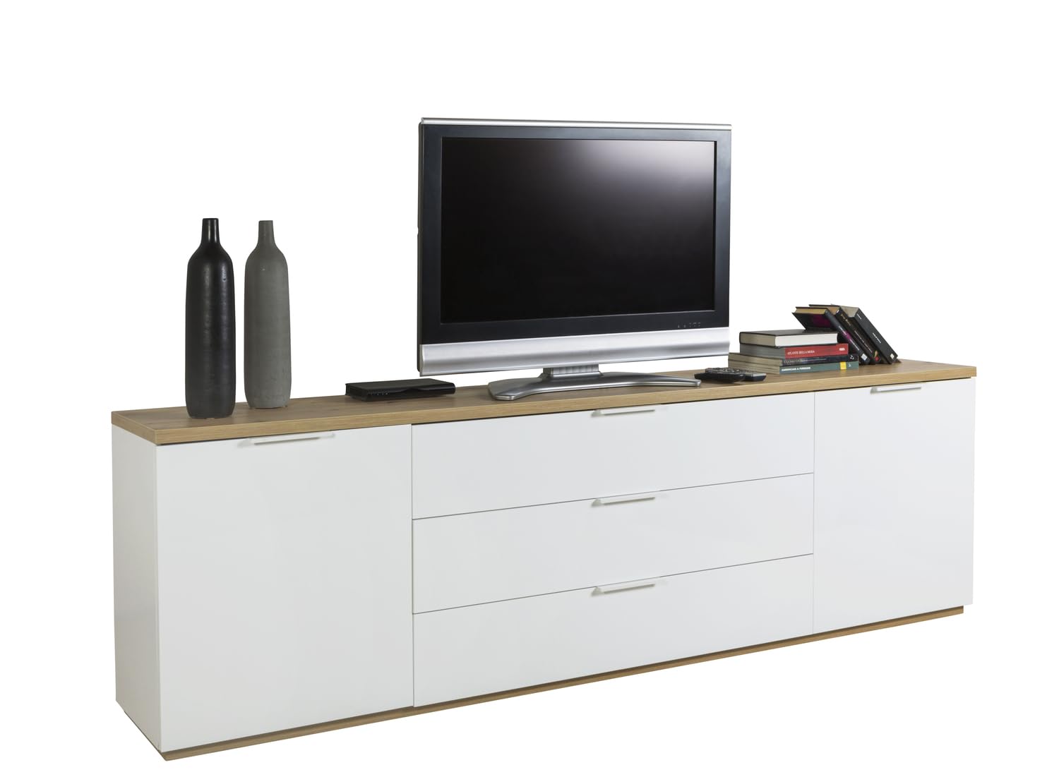 Composad Mundi 2 Ante 3 Cassetti Mobile Porta TV Rovere Bianco