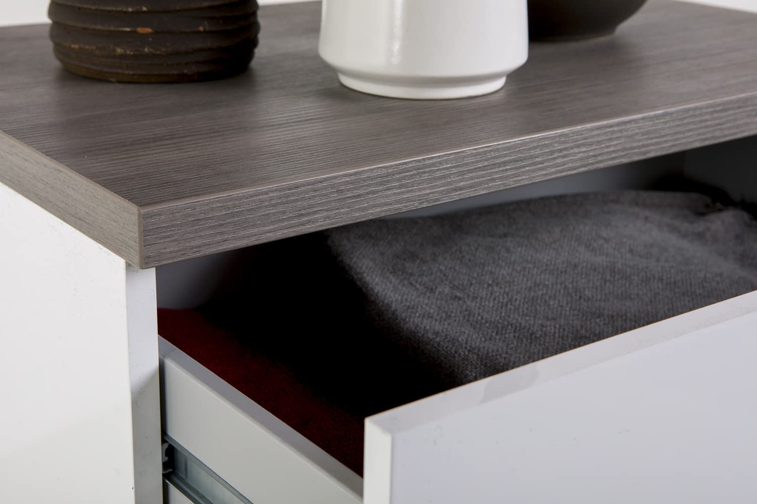 Composad Mundi Bedroom comodino 2 cassetti rovere bianco