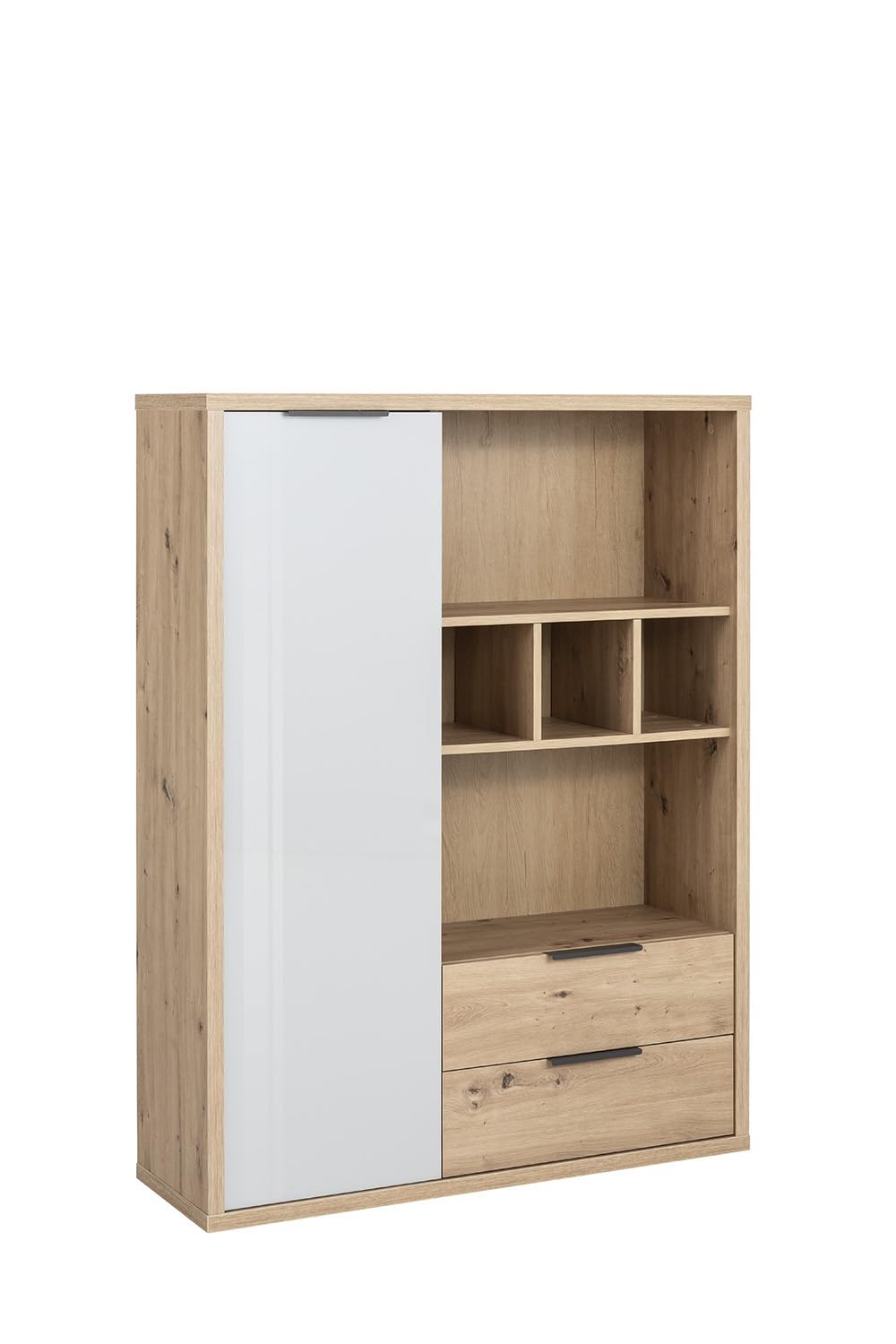 Composad Velata Libreria 1 Anta 2 Cassetti Rovere Grigio 109 cm
