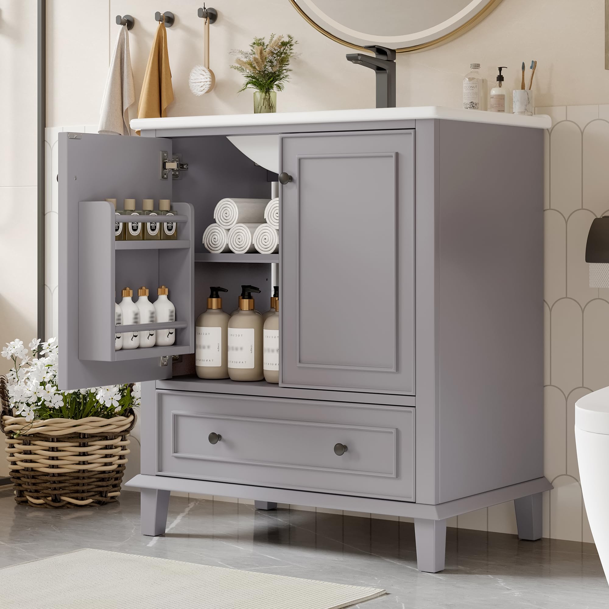 Dolamaní Mobile bagno con lavabo 73x45x87 cm grigio