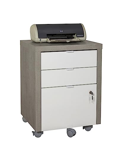 Composad cassettiera 3 cassetti grigio cemento con ruote