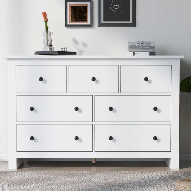 Dolamaní Cassettiera 7 Cassetti Bianco 152x40x89 cm