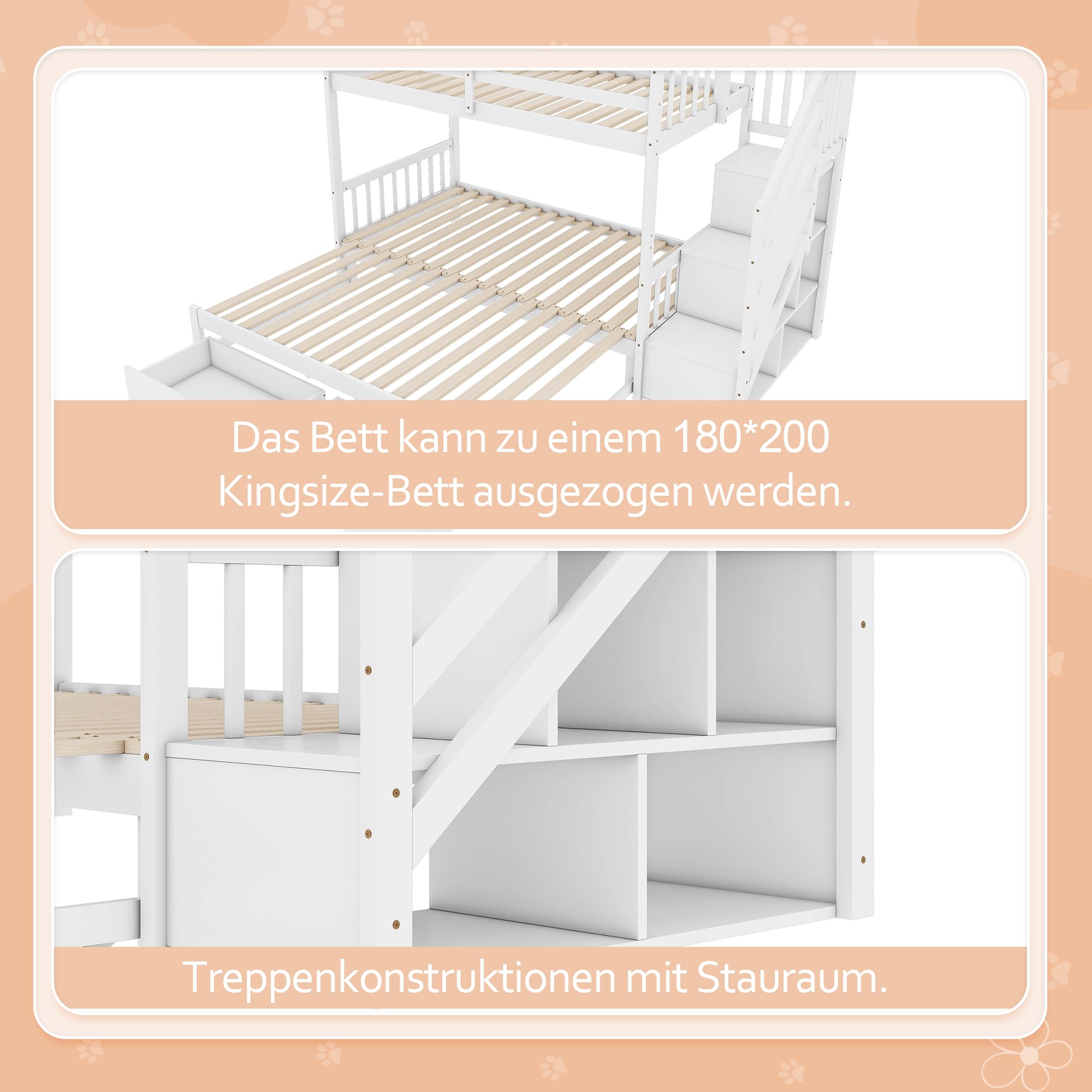 Dolamaní Letto a castello 90x200 bianco con estraibile