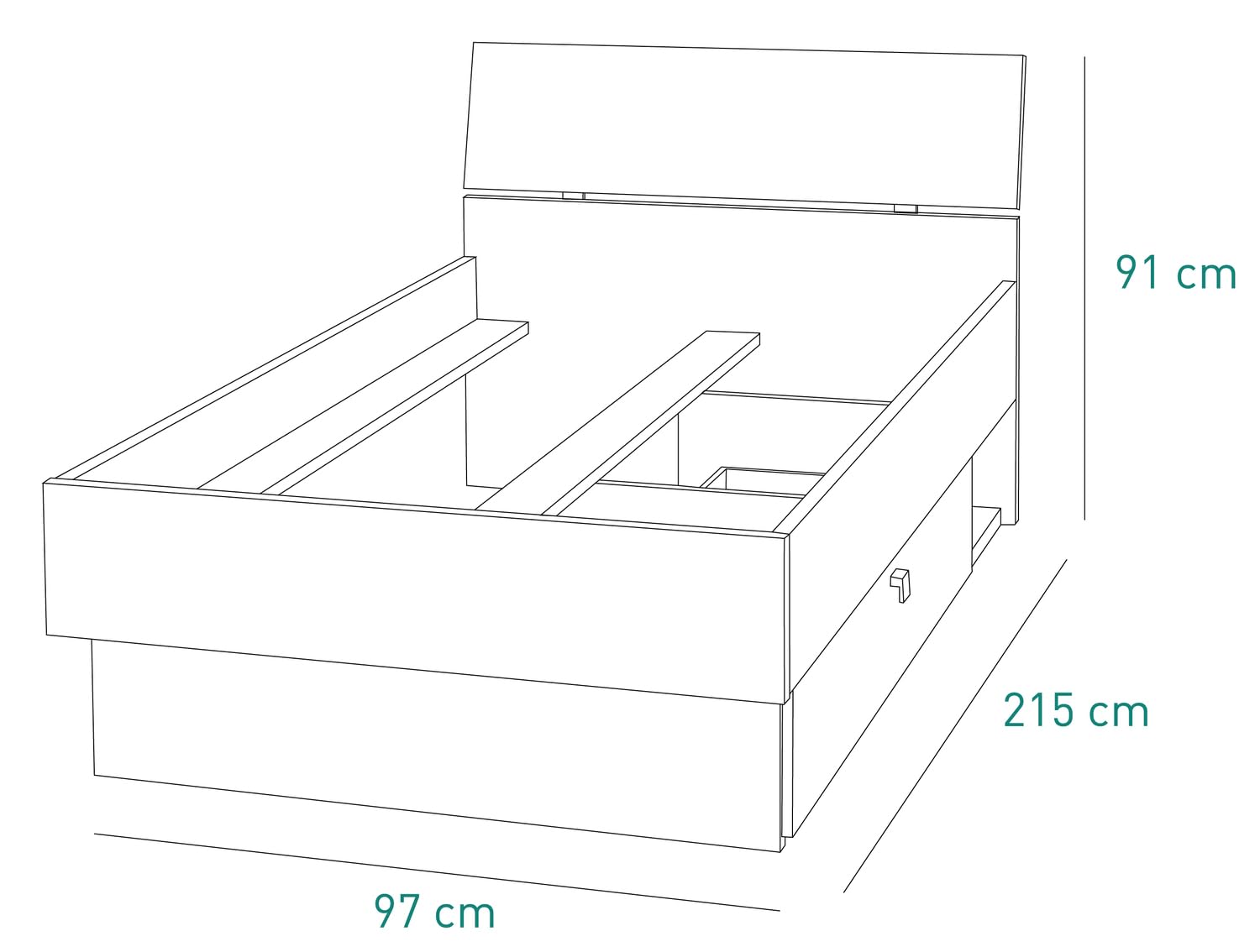 Composad Globo Letto Singolo con Cassetto Rovere Bianco