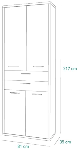 Composad Davinci armadio 4 ante 2 cassetti rovere