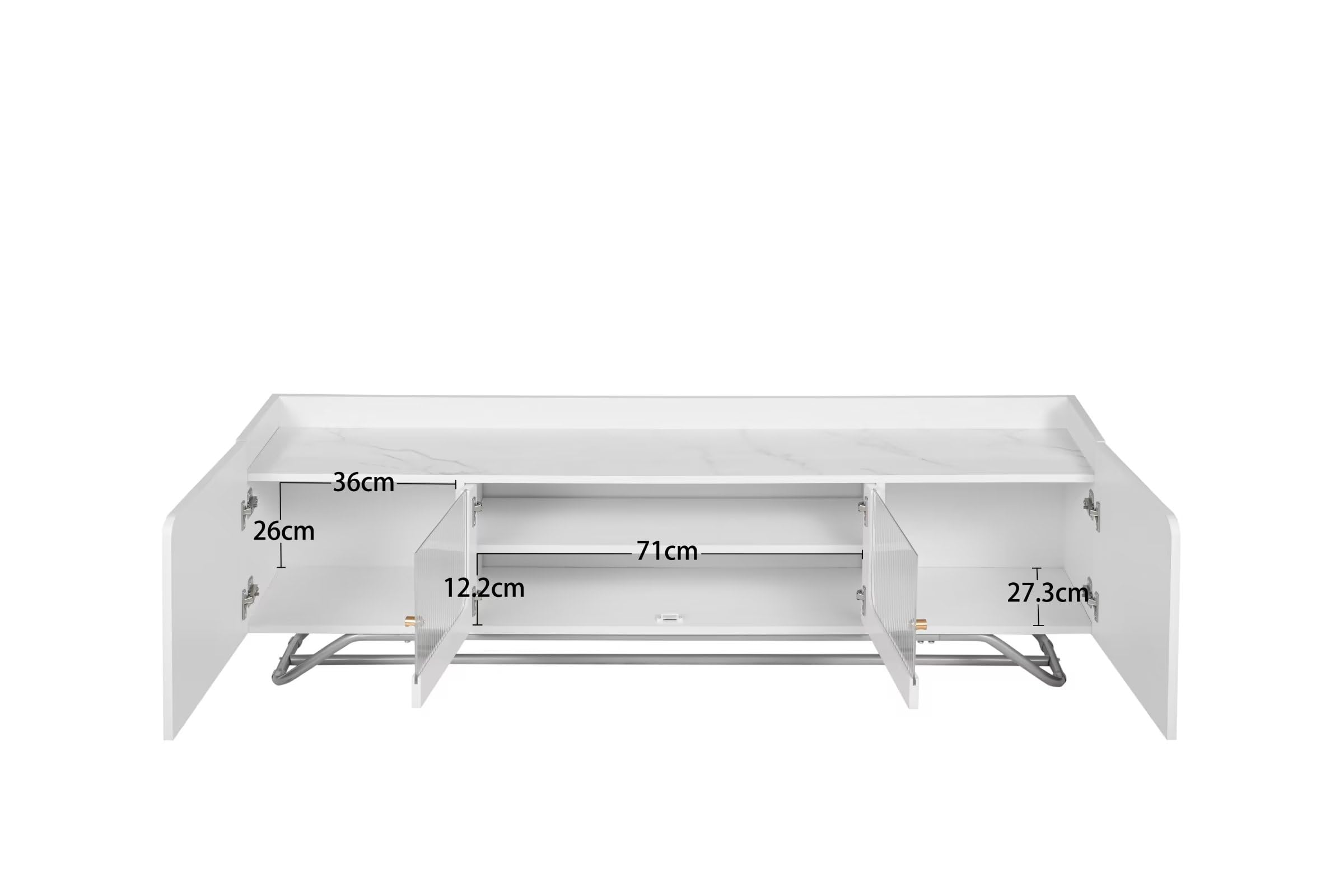Dolamaní Mobile TV 150 cm Bianco Ante Vetro Effetto Marmo