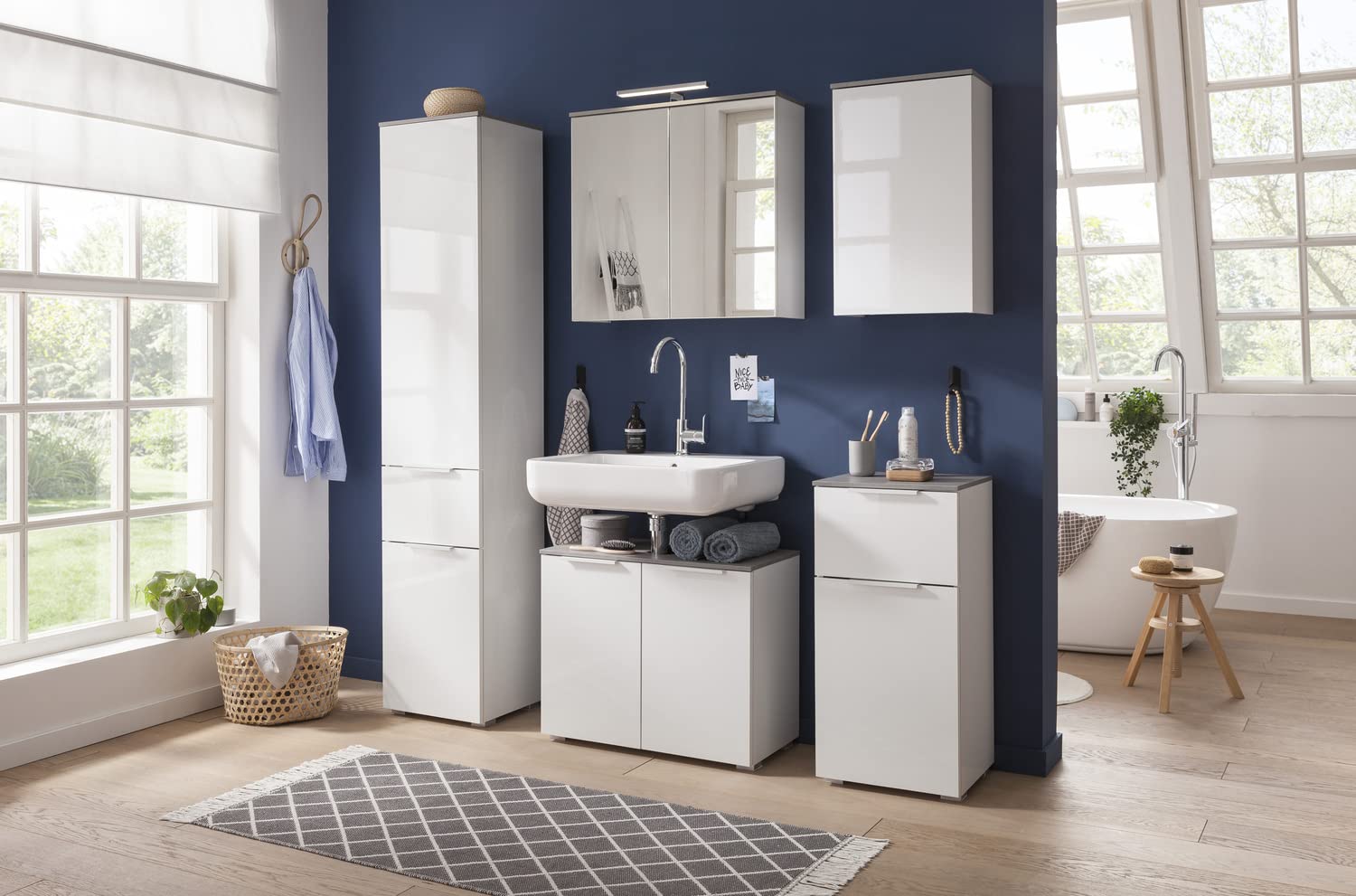 Composad Galaverna Pensile Bagno 40x65x22 Cemento Bianco
