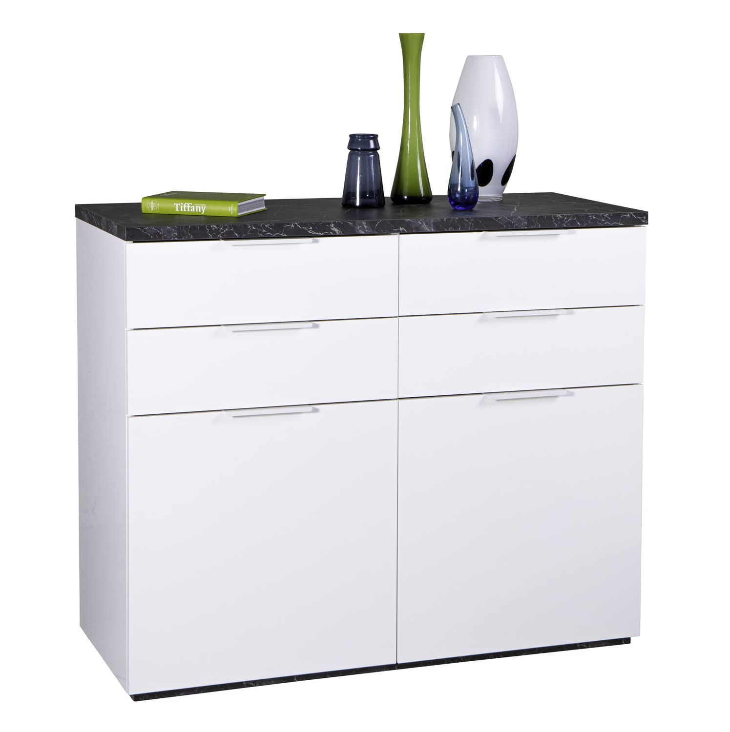 Composad Mundi Credenza 4 Cassetti 2 Ante Marmo Zebra Bianco