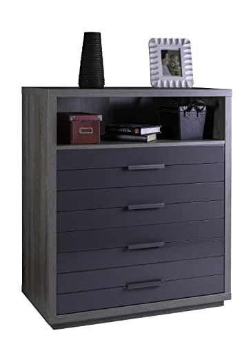 Composad cassettiera 4 cassetti e vano rovere e grigio
