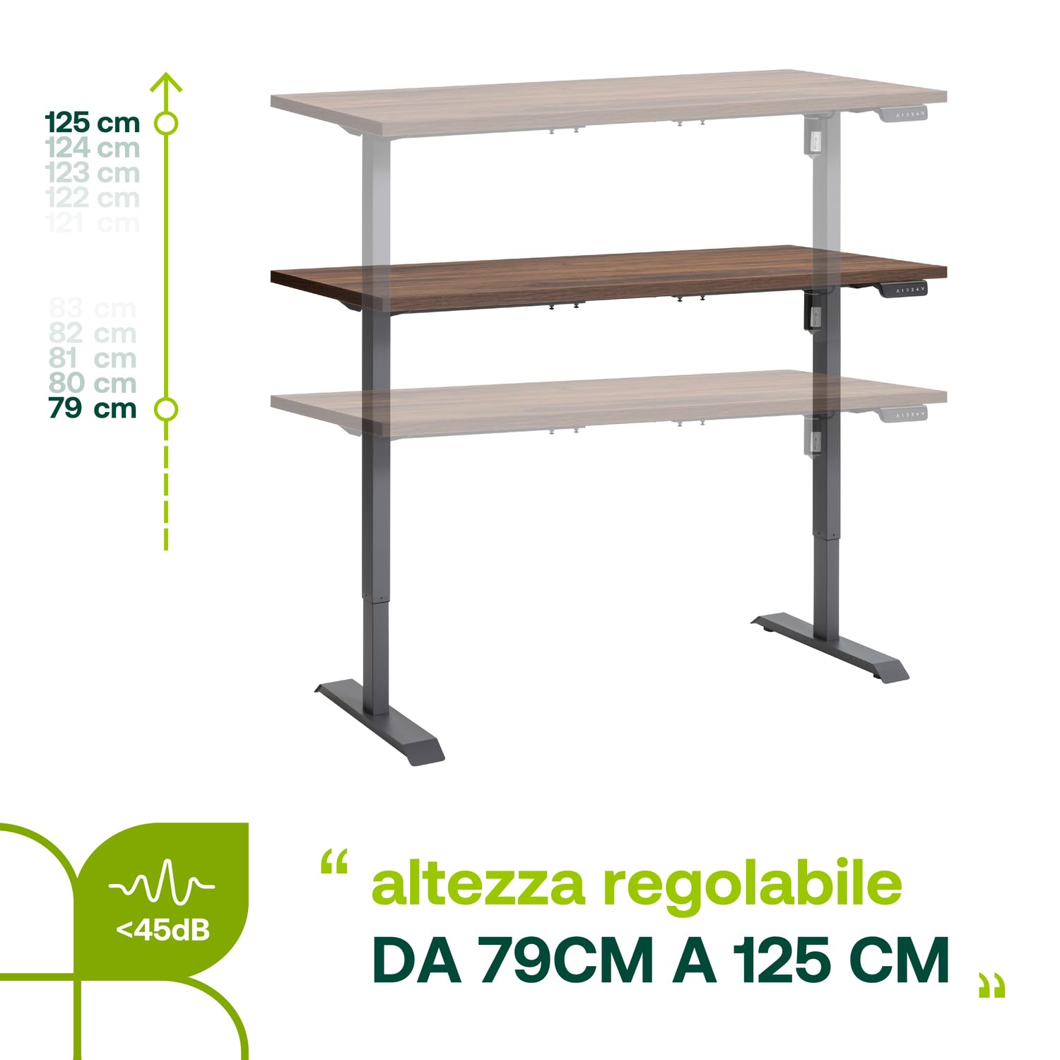Composad Energia scrivania altezza regolabile 150x69 noce brera grigio