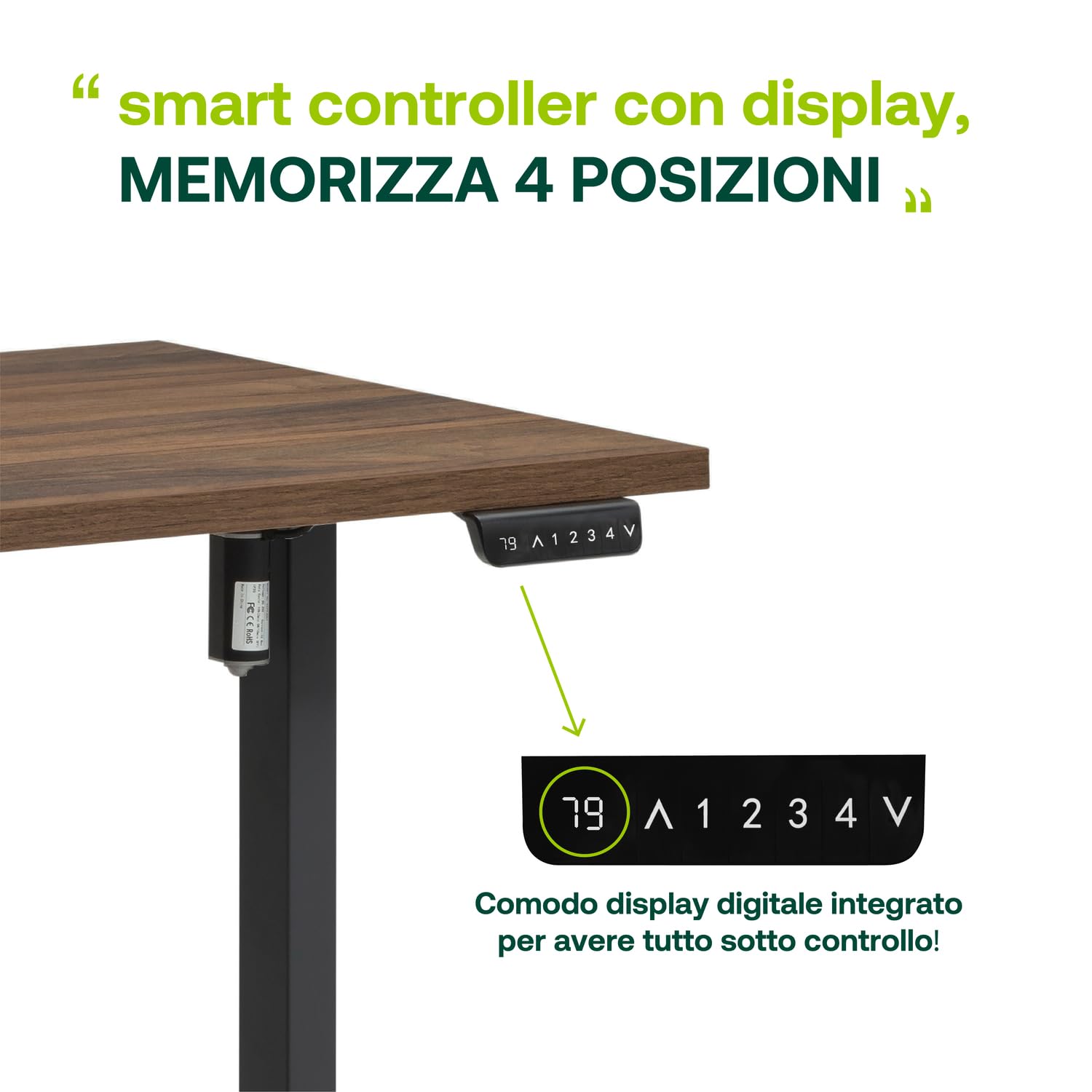 Composad Energia Scrivania Regolabile 150 cm Noce Brera Elettrica