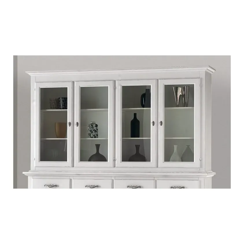 Epocantica Vetrina Alzata 4 Porte 4 Ripiani Legno Massello