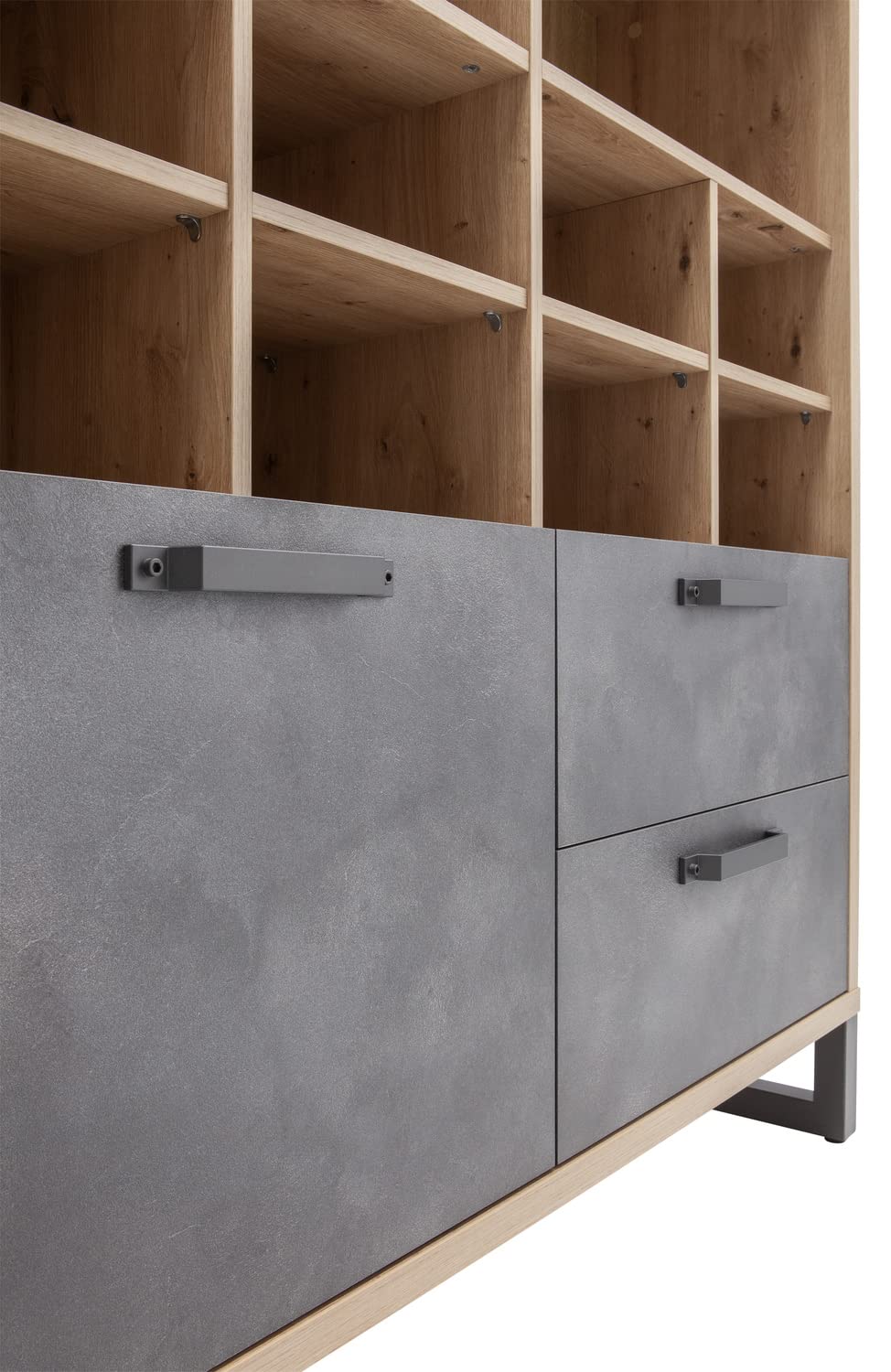Composad LaFabrica Libreria 2 Cassetti 1 Anta Rovere Grigio Industrial